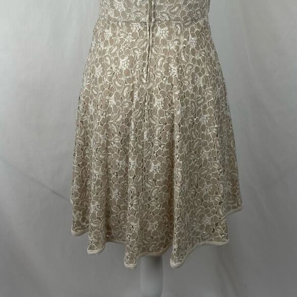 Honey And Rosie Embroidered Cream & Tan‎ Lace w/Sequins Party Event Dress Size 1 - Picture 7 of 13
